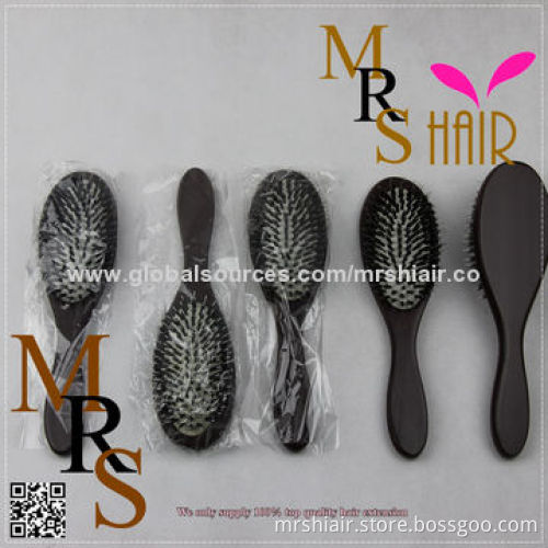 C style wooden bristle loop brush for hair extensions comb for salon